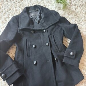 Babaton Classic Black Double-Breasted Pea Coat